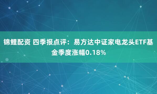 锦鲤配资 四季报点评：易方达中证家电龙头ETF基金季度涨幅0.18%